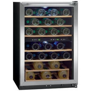 Frigidaire 22 in. Freestanding Wine Cooler with Wood Racks, Dual Temperature Zones & 45 Bottle Capacity - Stainless Steel, , hires