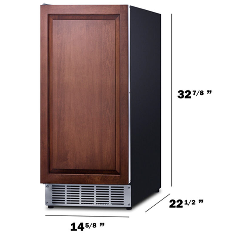 Summit 15 in. Built-In Undercounter Commercial-Use Ice Maker with 25 lb. Ice Storage, Auto-Defrost & Digital Control - Custom Panel Ready, , hires