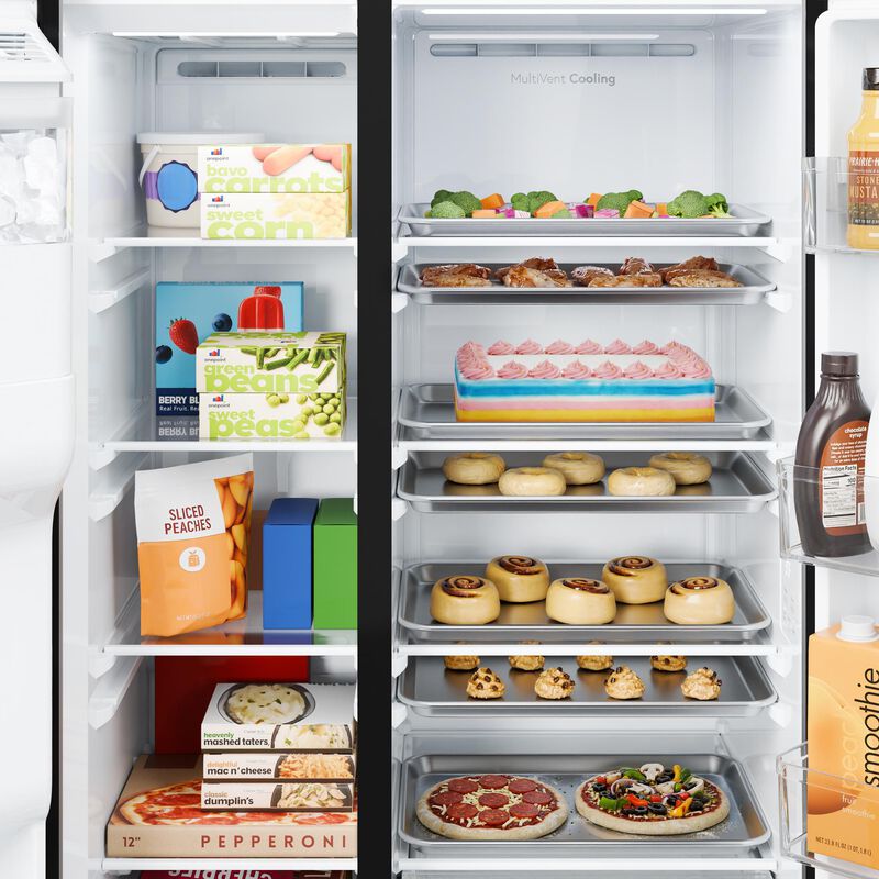 GE 36 in. 27.9 cu. ft. Side-by-Side Refrigerator with Ice & Water Dispenser - Slate, Slate, hires
