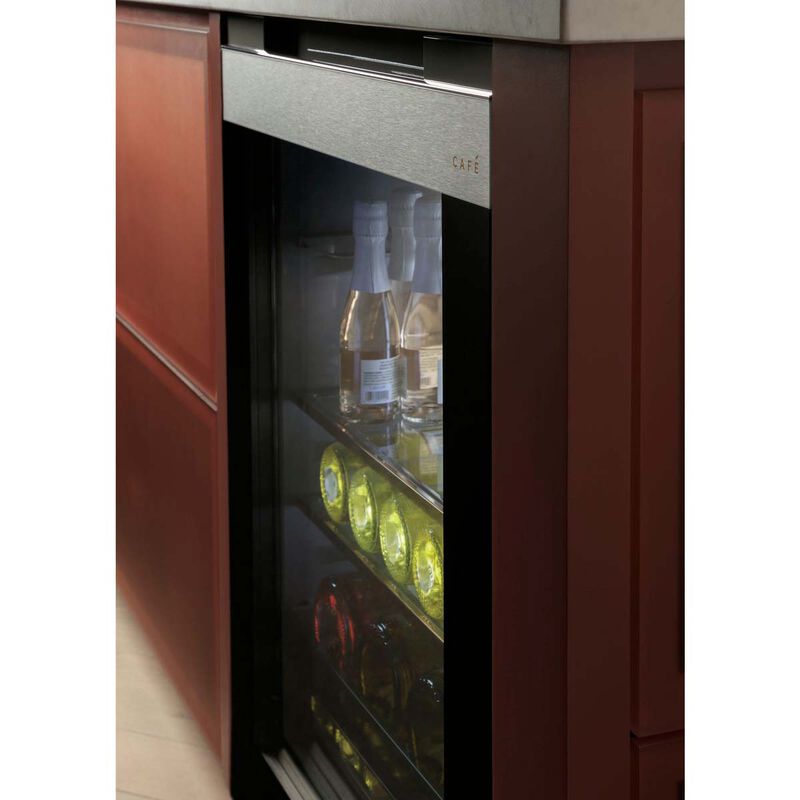 Cafe 24 in. 5.1 cu. ft. Built-In/Freestanding Beverage Center with Pull-Out Shelves & Digital Control - Platinum Glass, , hires