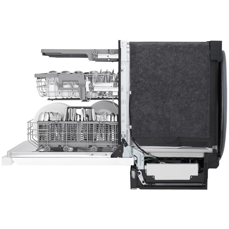 LG 24 in. Front Control Dishwasher with 48 dBa Sound Level, 3rd-Rack, Dynamic Dry & Pocket - White, White, hires
