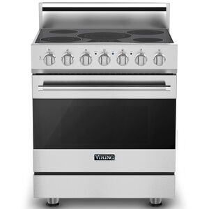 Viking 3 Series 30 in. 4.7 cu. ft. Convection Oven Freestanding Electric Range with 5 Smoothtop Burners - Stainless Steel, , hires