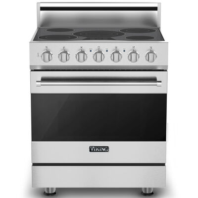 Viking 3 Series 30 in. 4.7 cu. ft. Convection Oven Freestanding Electric Range with 5 Smoothtop Burners - Stainless Steel | RVER33015BSS