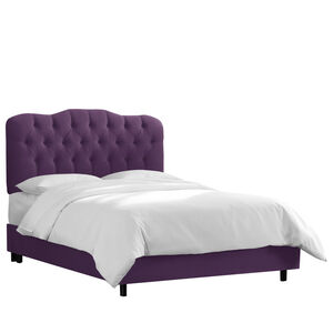 Skyline Furniture Tufted Velvet Fabric Upholstered King Size Bed - Aubergine Purple, Aubergine, hires