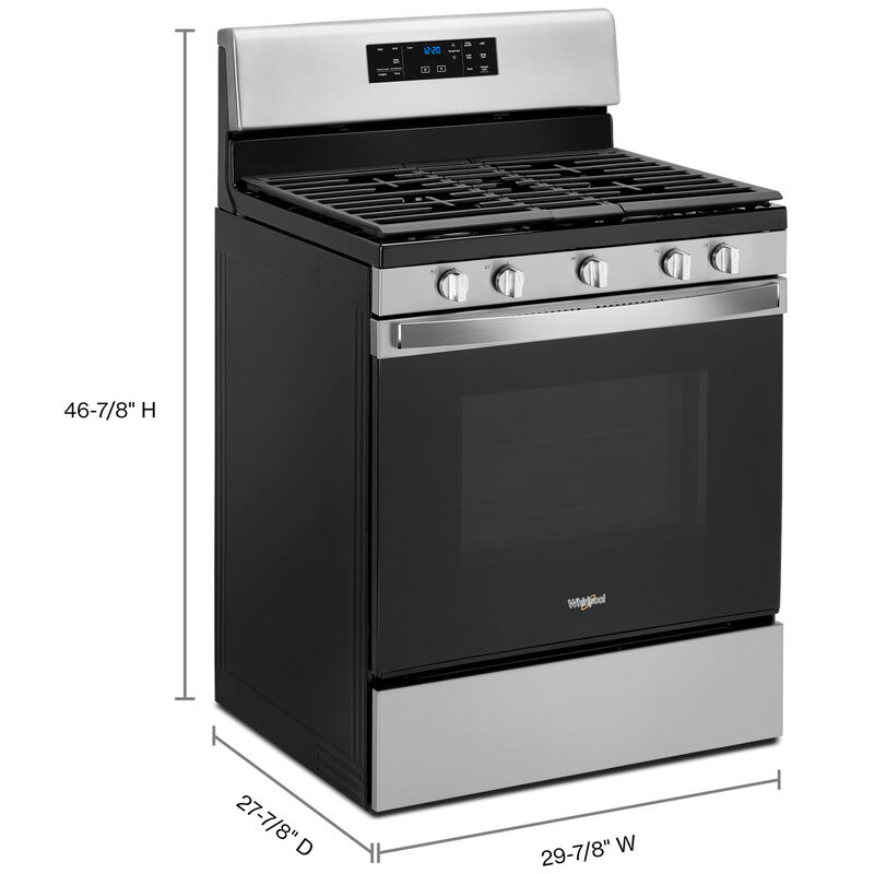 Whirlpool 30 in. 5.0 cu. ft. Oven Freestanding Gas Range with 5 Sealed Burners - Stainless Steel, Stainless Steel, hires