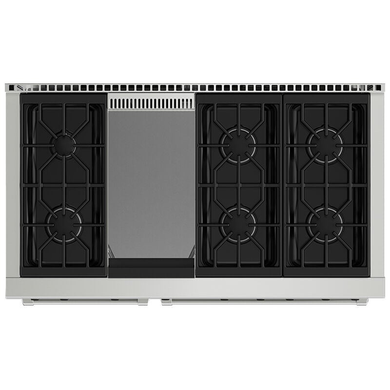 Wolf 48 in. 6.9 cu. ft. Standard Convection Double Oven Gas Range with 6 Sealed Burners & Griddle - Stainless Steel, , hires