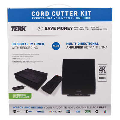 Terk HD Digital TV Tuner plus Amplified HDTV Antenna All In One Cord Cutter Kit | CCKITTVOMA1