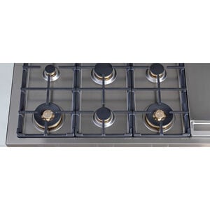 Bertazzoni Professional Series 48 in. 6-Burner Natural Gas Rangetop with Griddle, Simmer Burner & Power Burner - Stainless Steel, , hires