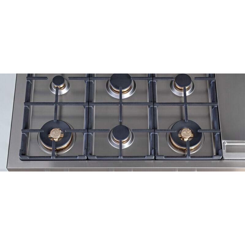 Bertazzoni Professional Series 48 in. 6-Burner Natural Gas Rangetop with Griddle, Simmer Burner & Power Burner - Stainless Steel, , hires