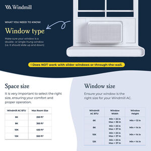 Windmill 8,000 BTU 115V Smart Energy Star Window Air Conditioner with 3 Fan Speeds, Sleep Mode & Remote Control - White, , hires