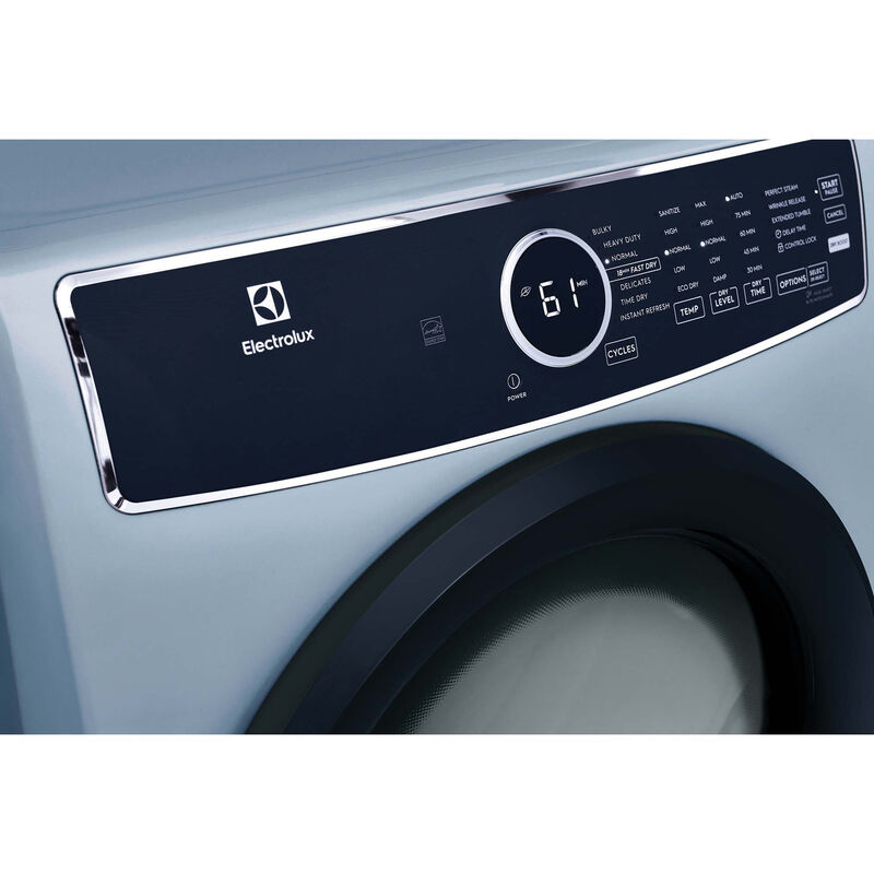 Electrolux 400 Series 27 in. 8.0 cu. ft. Stackable Electric Dryer with Luxury-Quiet Sound System, Sanitize Cycle, Steam Cycle & Sensor Dry - Glacier Blue, Glacier Blue, hires