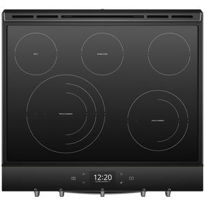Whirlpool 30 in. 6.4 cu. ft. Smart Oven Slide-In Electric Range with 5 Smoothtop Burners - Blk. w/Smudge-Proof Stainless, Fingerprint resistant Black Stainless, hires