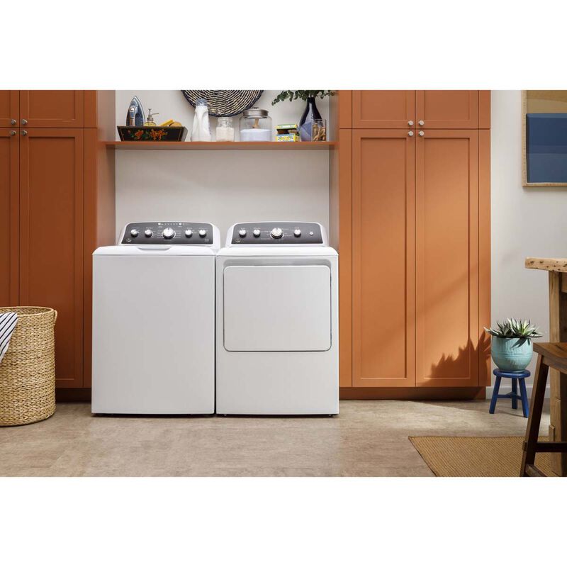 GE 27 in. 4.5 cu. ft. Top Load Washer with Spanish Panel, Wash Modes Soak, Power, True Dual-Action Agitator & Sanitize with Oxi - White, , hires