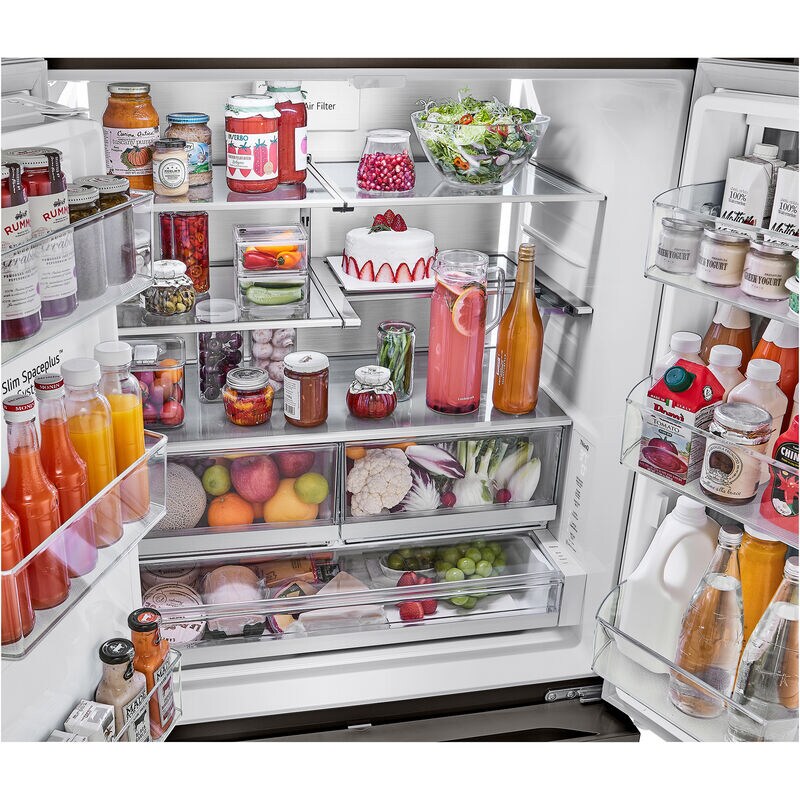 LG InstaView 36 in. 25.5 cu. ft. Smart Counter Depth French Door Refrigerator with Ice & Water Dispenser - PrintProof Black Stainless Steel, PrintProof Black Stainless Steel, hires
