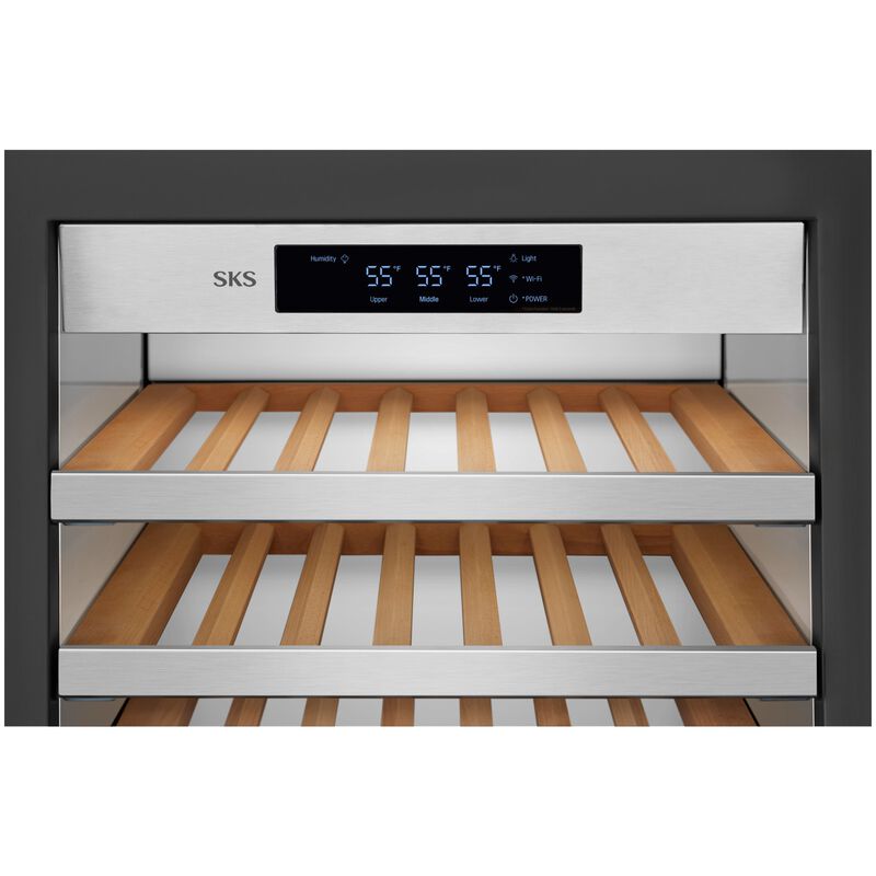 SKS Instaview 24 in. Built-in Smart Wine Cooler with Metal & Wood Racks, Multi-Temperature Zones & 113 Bottle Capacity - Custom Panel Ready, , hires