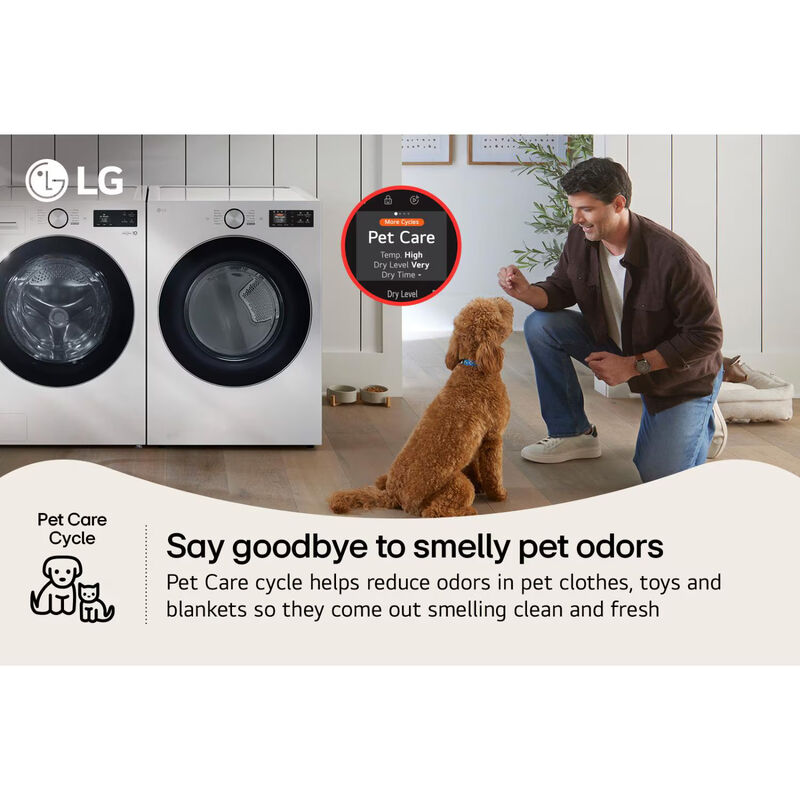 LG 27 in. 7.4 cu. ft. Smart Stackable Electric Dryer with AI Sensor Dry, TurboSteam, Sanitize & Steam Cycle - Alpine White, , hires