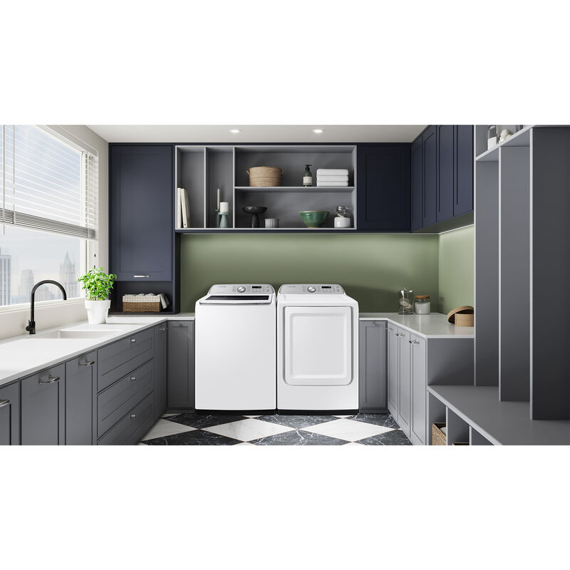 Samsung 27 in. 7.4 cu. ft. Smart Electric Dryer with Sanitize Cycle & Sensor Dry - White, White, hires