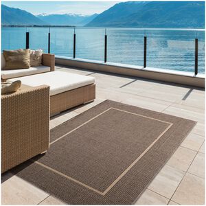 Natco Santorini Collection Outdoor Area Rug Long Floats 8'8"x11'10" - Pebble/Natural, , hires