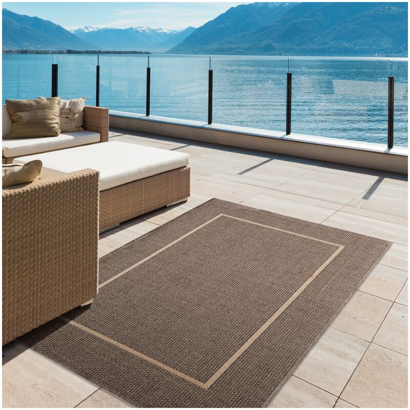 Natco Santorini Collection Outdoor Area Rug Long Floats 8'8"x11'10" - Pebble/Natural, , hires