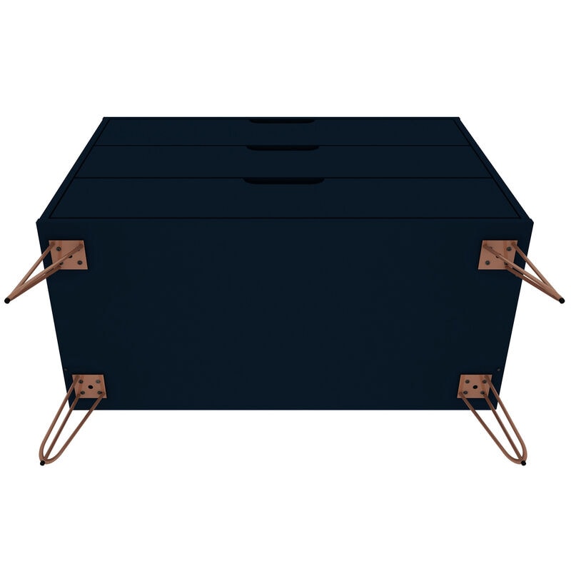 Manhattan Comfort Rockefeller Mid-Century Modern 3-Drawer Dresser - Tatiana Midnight Blue, Midnight Blue, hires