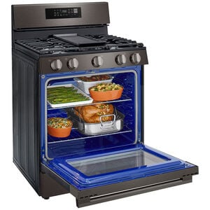 LG 30 in. 6.3 cu. ft. Smart Air-Fry True European Convection Gas Range with 5 Sealed Burners & Griddle - Black Stainless Steel, , hires