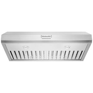 KitchenAid 36 in. Standard Style Under Cabinet Range Hood with 4 Speed Settings, 585 CFM, Ducted Venting & 2 LED Lights - Stainless Steel, , hires