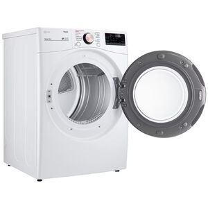 LG 27 in. 7.4 cu. ft. Smart Stackable Round-Door Electric Dryer with Built-In Intelligence, Sensor Dry, Turbo Steam, Sanitize & Steam Cycle - White, White, hires