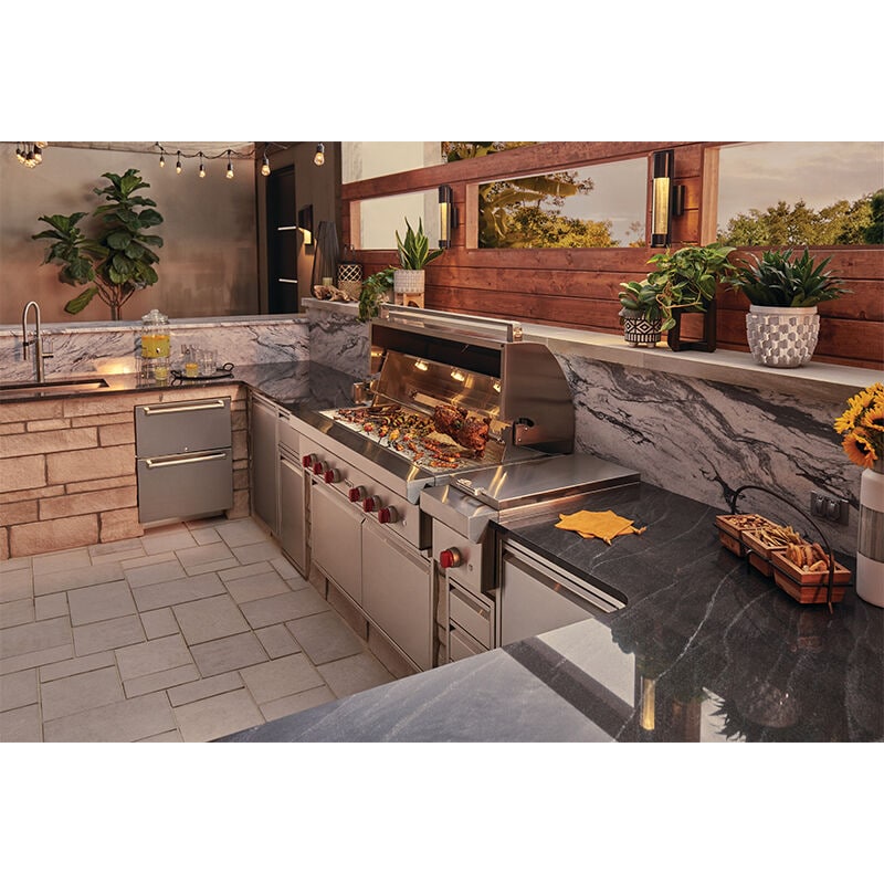 Wolf 42 in. 4-Burner Built-In Natural Gas Grill with Rotisserie, Sear Burner & Smoker Box - Stainless Steel, , hires