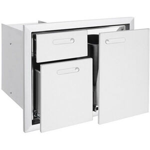 Lynx 30 in. Trash Center & Double Drawers - White, , hires