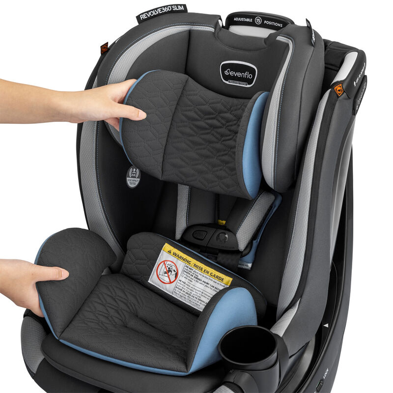 Evenflo Revolve360 Slim 2-in-1 Rotational Car Seat with Quick Clean Cover - Stow Blue, Stow Blue, hires