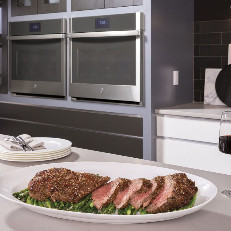 GE Profile 30 in. 10 cu. ft. Smart Top Control Electric Double Wall Oven with True European Convection - Stainless Steel, Stainless Steel, hires