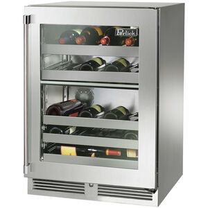 Perlick Signature Series 24 in. Compact Built-In 5.2 cu. ft. Wine Cooler with 32 Bottle Capacity, Dual Temperature Zone & Digital Control - Custom Panel Ready, , hires