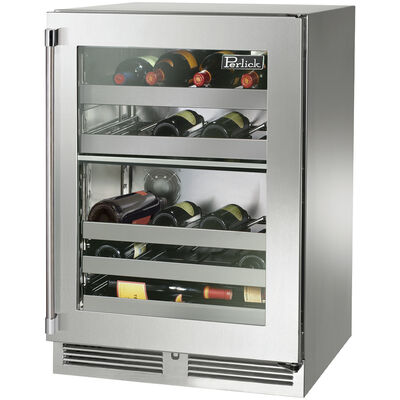 Perlick Signature Series 24 in. Compact Built-In 5.2 cu. ft. Wine Cooler with 32 Bottle Capacity, Dual Temperature Zone & Digital Control - Custom Panel Ready | HP24DS-4-4R