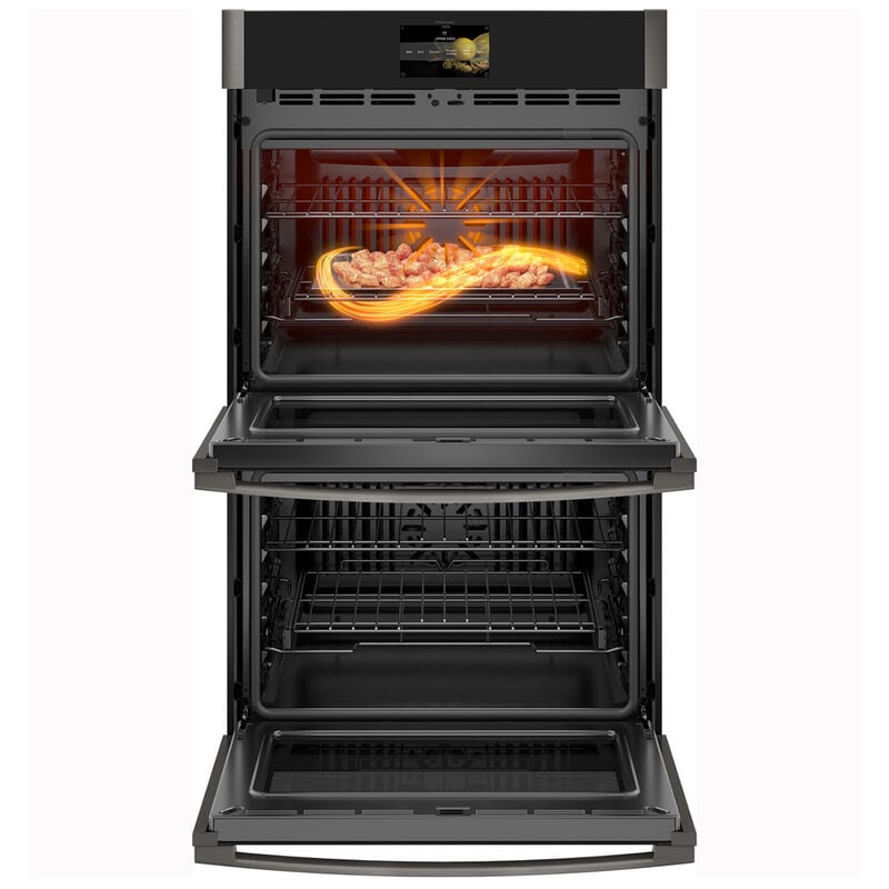 GE Profile 30 in. 10 cu. ft. Smart Top Control Electric Double Wall Oven with True European Convection - Fingerprint resistant Black Stainless, Fingerprint Resistant Black Stainless, hires