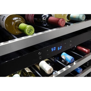 Whirlpool 24 in. Undercounter Wine Cooler with Metal Racks, Dual Temperature Zones & 51 Bottle Capacity - Stainless Steel, , hires