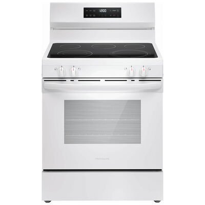 Frigidaire 30 in. 5.3 cu. ft. Oven Freestanding Electric Range with 5 Smoothtop Burners - White | FCRE3062AW