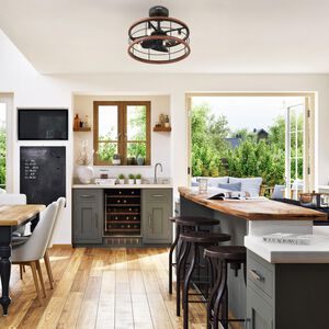 Hunter Bridgette Fandelier 22 in. Ceiling Fan with Light Kit and Handheld Remote - Matte Black/Walnut, , hires