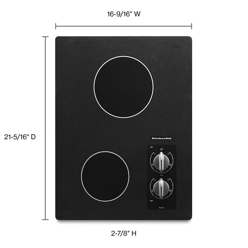 KitchenAid 15 in. 2-Burner Electric Cooktop - Black, , hires