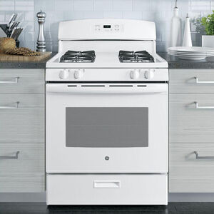 GE 30 in. 4.8 cu. ft. Gas Range with 4 Sealed Burners - White, White, hires