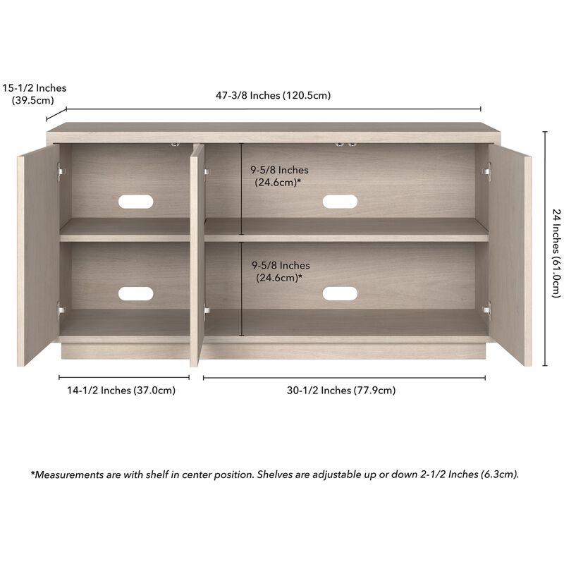 Preston & Cole Waverly 47.5" Wide TV Stand for TVs up to 55" - Alder White, , hires