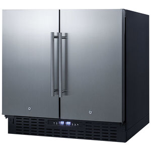 Summit 36 in. 5.8 cu. ft. Side by Side Undercounter Refrigerator - Stainless Steel with Black Cabinet, , hires