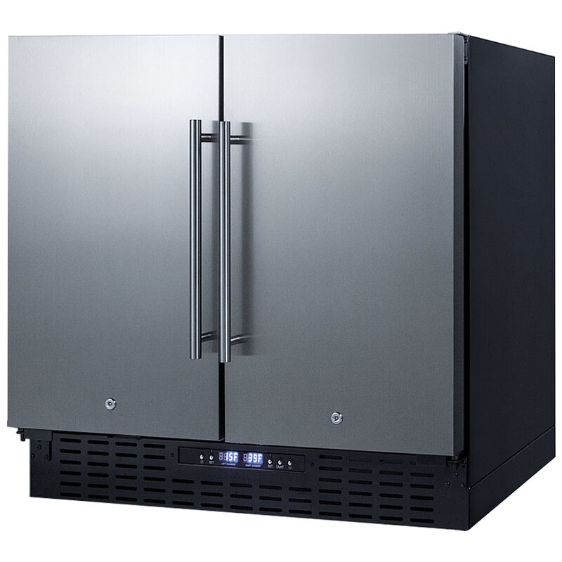 Summit 36 in. 5.8 cu. ft. Side by Side Undercounter Refrigerator - Stainless Steel with Black Cabinet, , hires