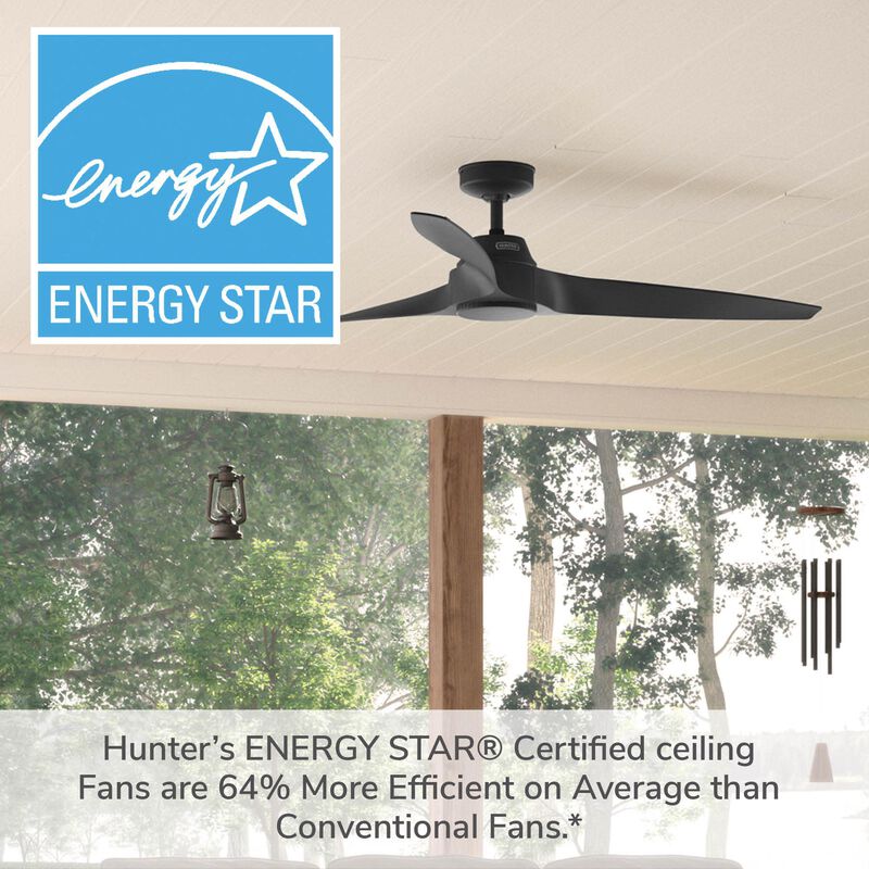 Hunter 60 in. Mosley Energy Star Damp Rated Ceiling Fan and Wall Control - Matte Black, , hires