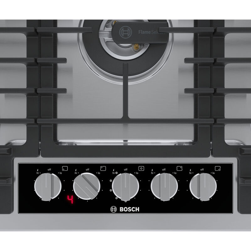 Bosch Benchmark 30 in. 5-Burner Natural Gas Cooktop with Simmer & Power Burner - Stainless Steel, , hires