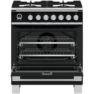 Fisher & Paykel Series 9 Classic 30 in. 3.5 cu. ft. Convection Oven Freestanding Dual Fuel Range with 4 Sealed Burners - Black, , hires