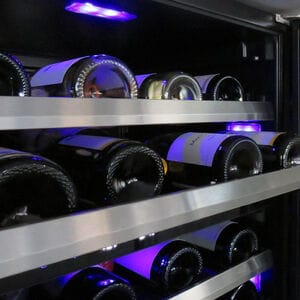 XO 24 in. Undercounter Wine Cooler with Metal Racks, Dual Temperature Zones & 46 Bottle Capacity Left Hinged - Stainless Steel, Stainless Steel, hires