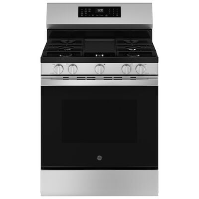 GE 30 in. 5.3 cu. ft. Smart Air Fry Standard Convection Gas Range with 5 Sealed Burners & Griddle - Stainless Steel | GGF600AVSS