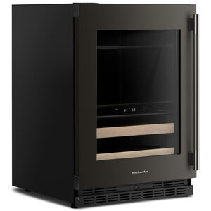 KitchenAid 24 in. Built-In/Freestanding 4.8 cu. ft. Compact Beverage Center with Adjustable Shelves & Digital Control - Black Ore, Black Ore, hires