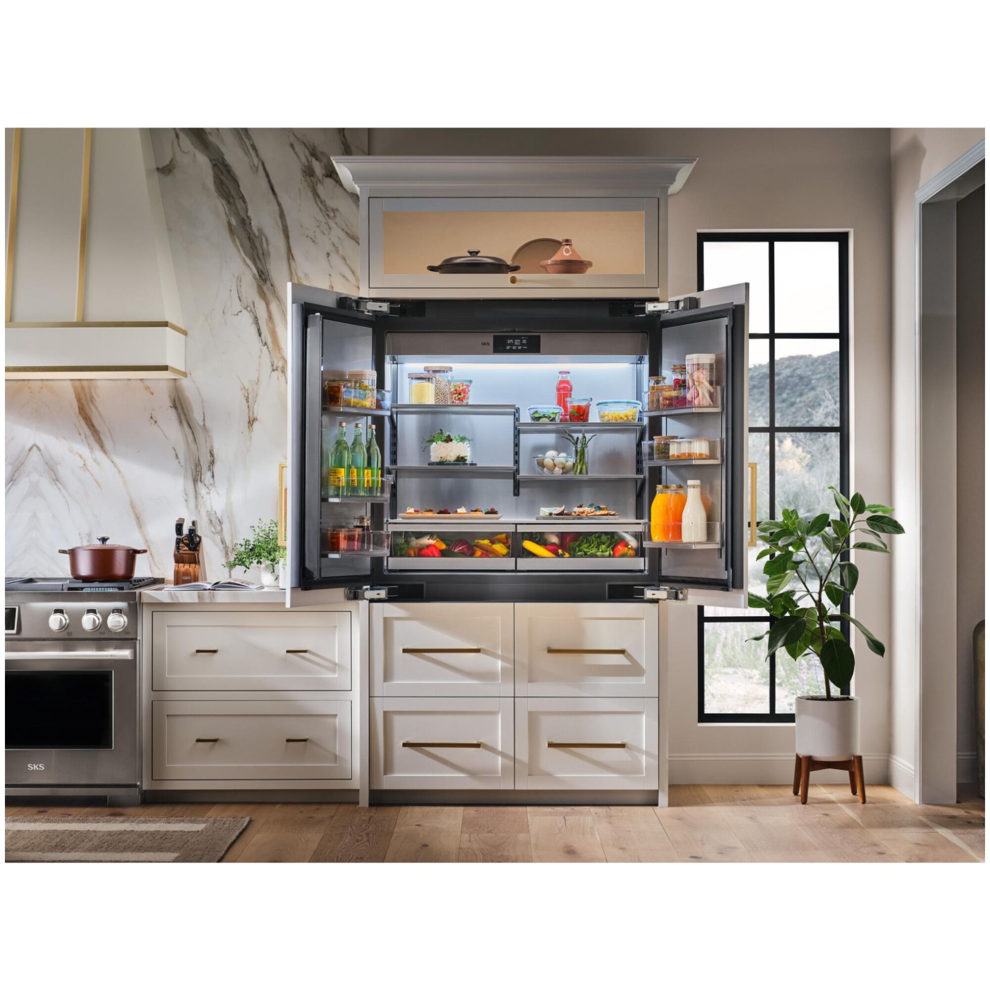 SKS 48 in. 26.0 cu. ft. Built-In Smart Counter Depth 6-Door French