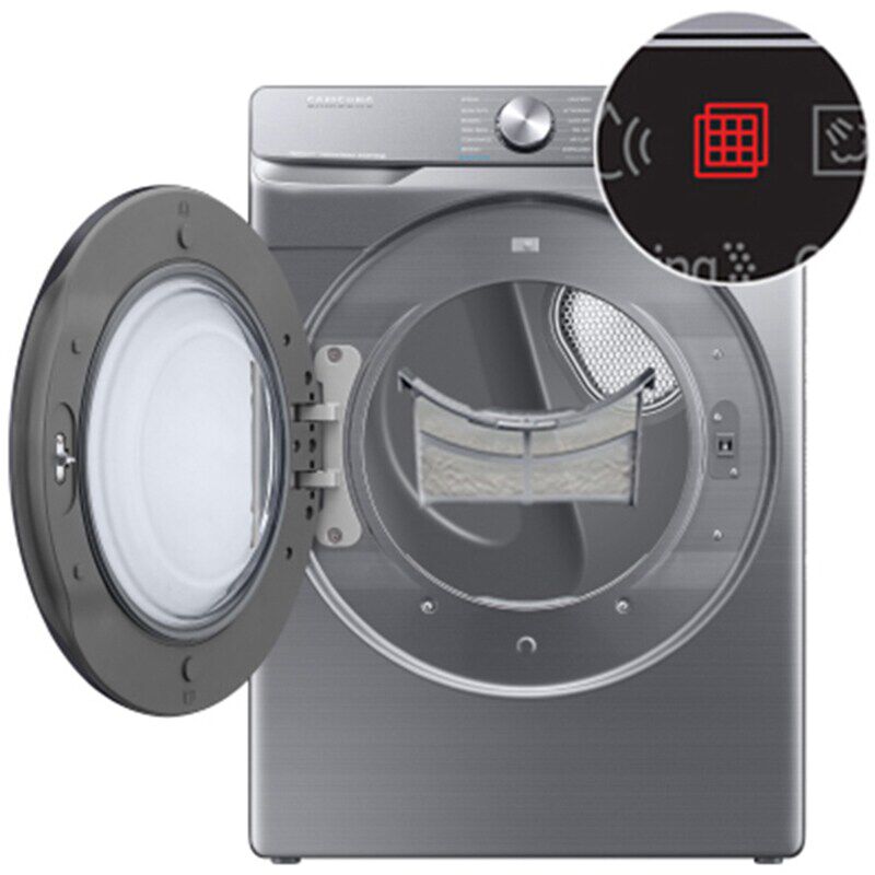 Samsung 27 in. 7.5 cu. ft. Smart Stackable Gas Dryer with Sanitize+, Steam Cycle & Sensor Dry - Platinum, Platinum, hires